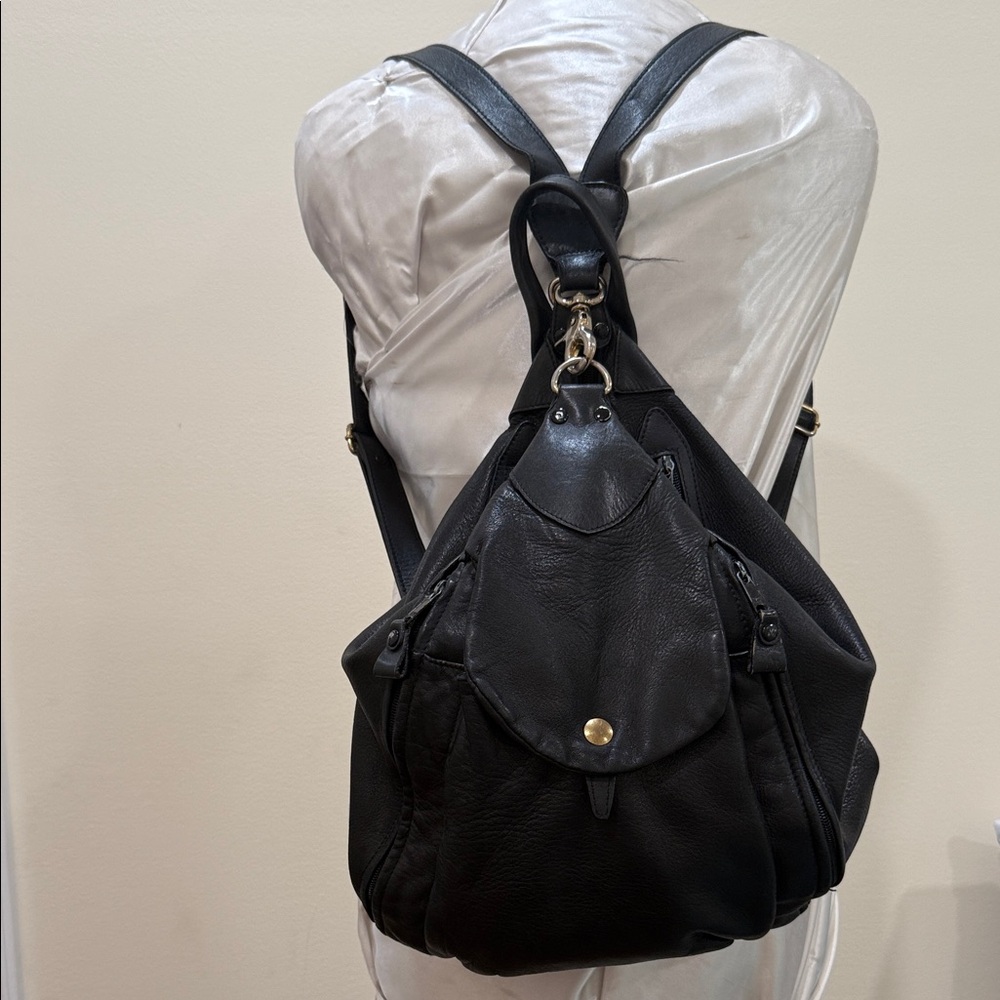 *Tignanello Black Leather Backpack